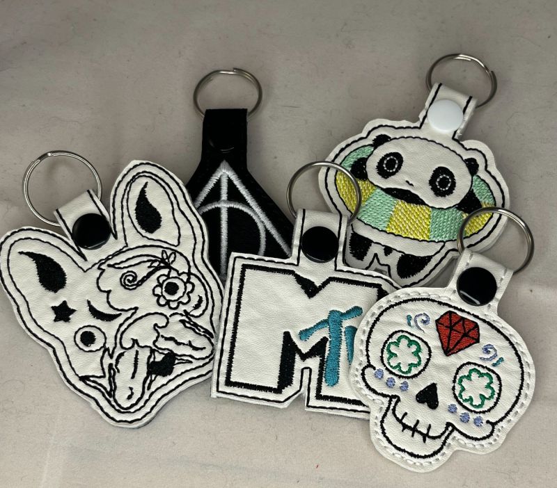 Embroidery snap tabs/ key chains